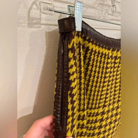 VTG PHILOSOPHY DI ALBERTA FERRETTI Wool houndstooth leather Skirt Jacket Set S - Picture 14 of 16